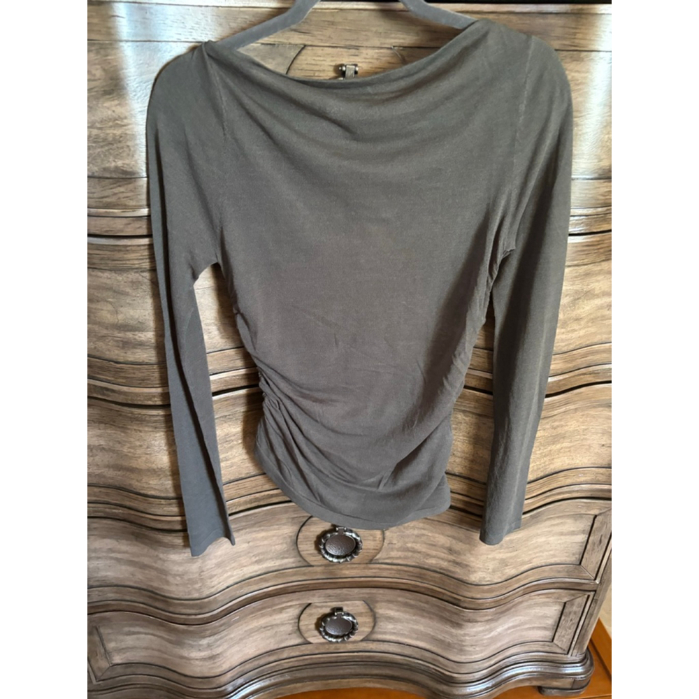 Women's CLAIRE ROSE Olive Green Gathered Detail Long Sleeve Top S
